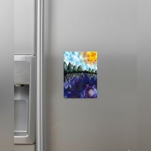 4.5x5 My Magnet Watercolor Reversible Painting. ‘Night & Day’